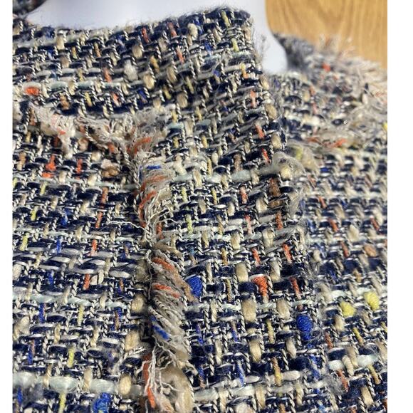 J.Crew multicolored zip front tinsel tweed cropped blazer with fringe - size 6 - Picture 7 of 9